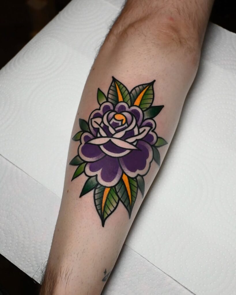 Vintage Purple Rose Tattoo