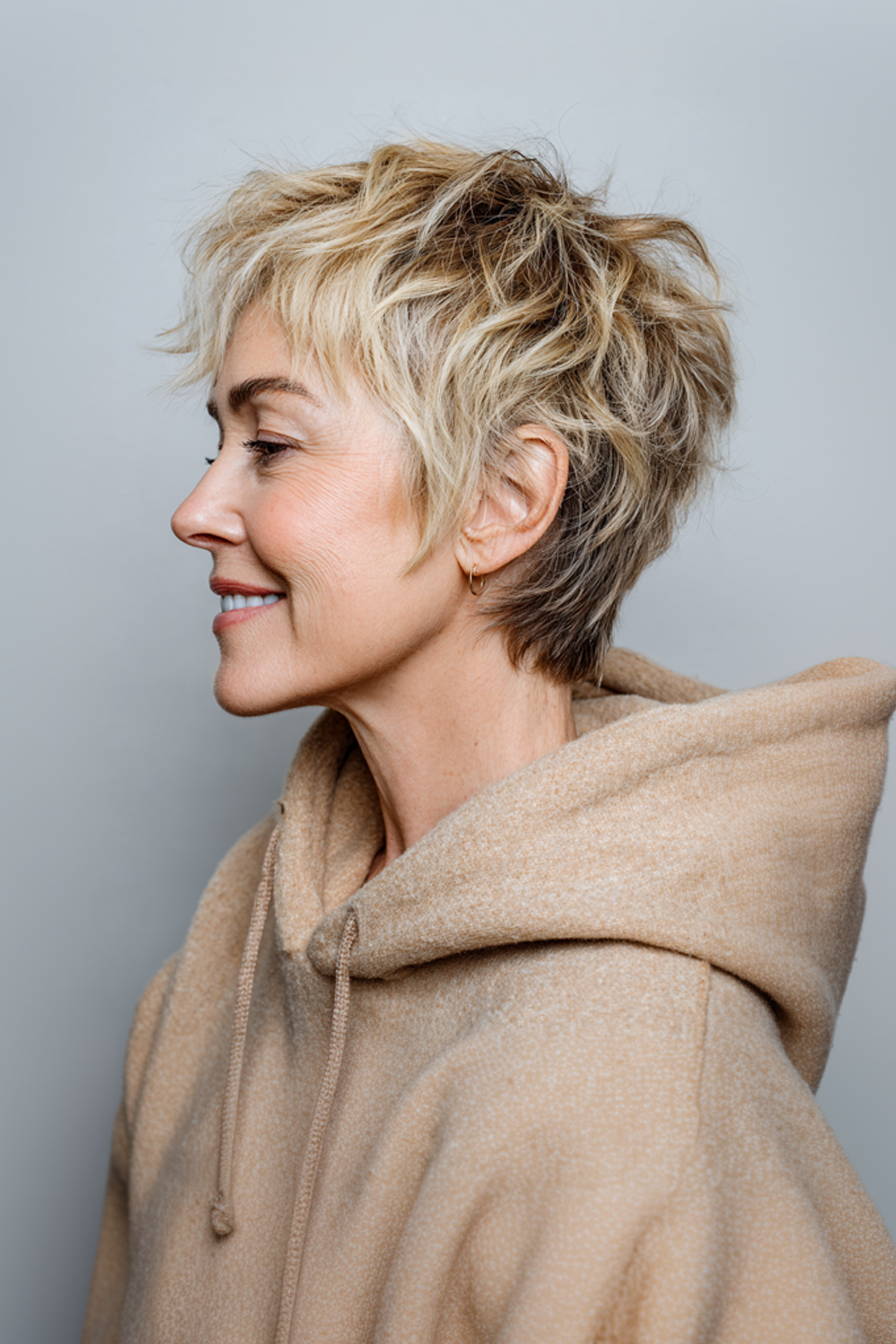 9. Golden Blonde Shag Pixie (Short Shaggy Hairstyles For Women Over 60) - Short Shaggy Hairstyles For Women Over 60