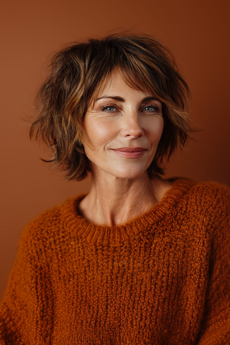 15. Copper Highlight Shag (Short Shaggy Hairstyles For Women Over 60) - Short Shaggy Hairstyles For Women Over 60