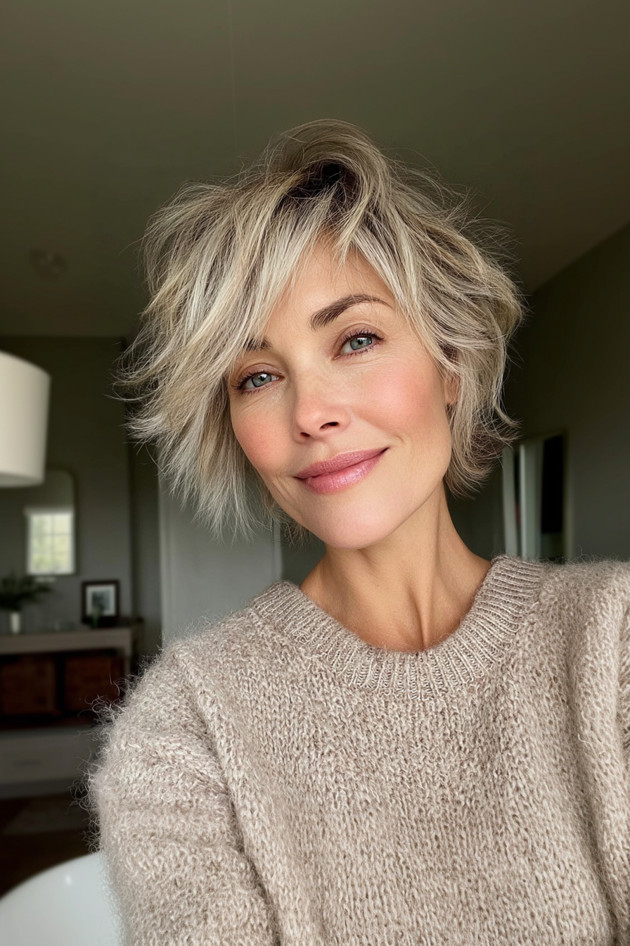 20. Ashy Blonde Cropped Shag (Short Shaggy Hairstyles For Women Over 60) - Short Shaggy Hairstyles For Women Over 60