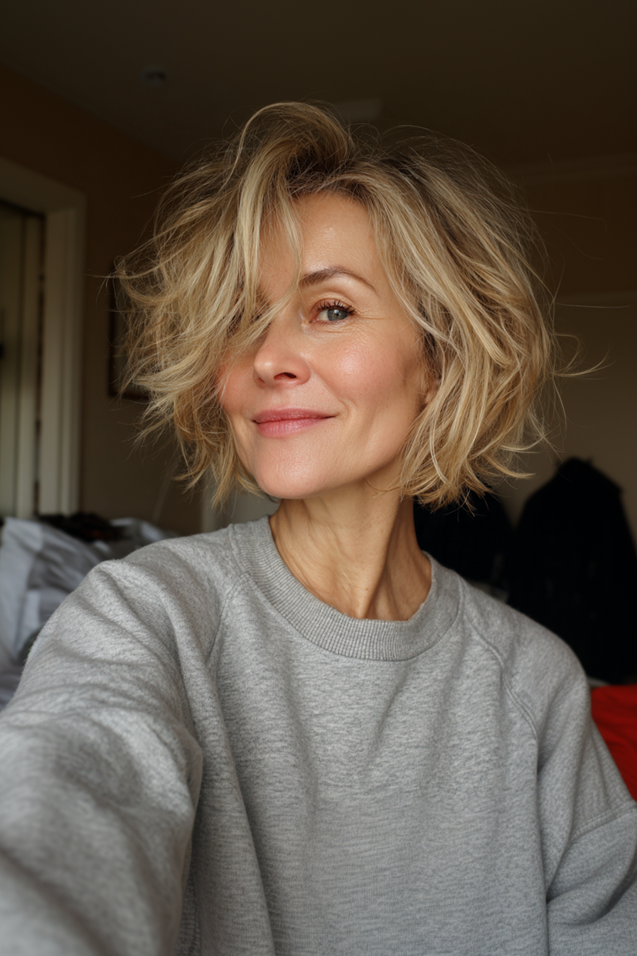 22. Sandy Blonde Shaggy Bob (Short Shaggy Hairstyles For Women Over 60) - Short Shaggy Hairstyles For Women Over 60