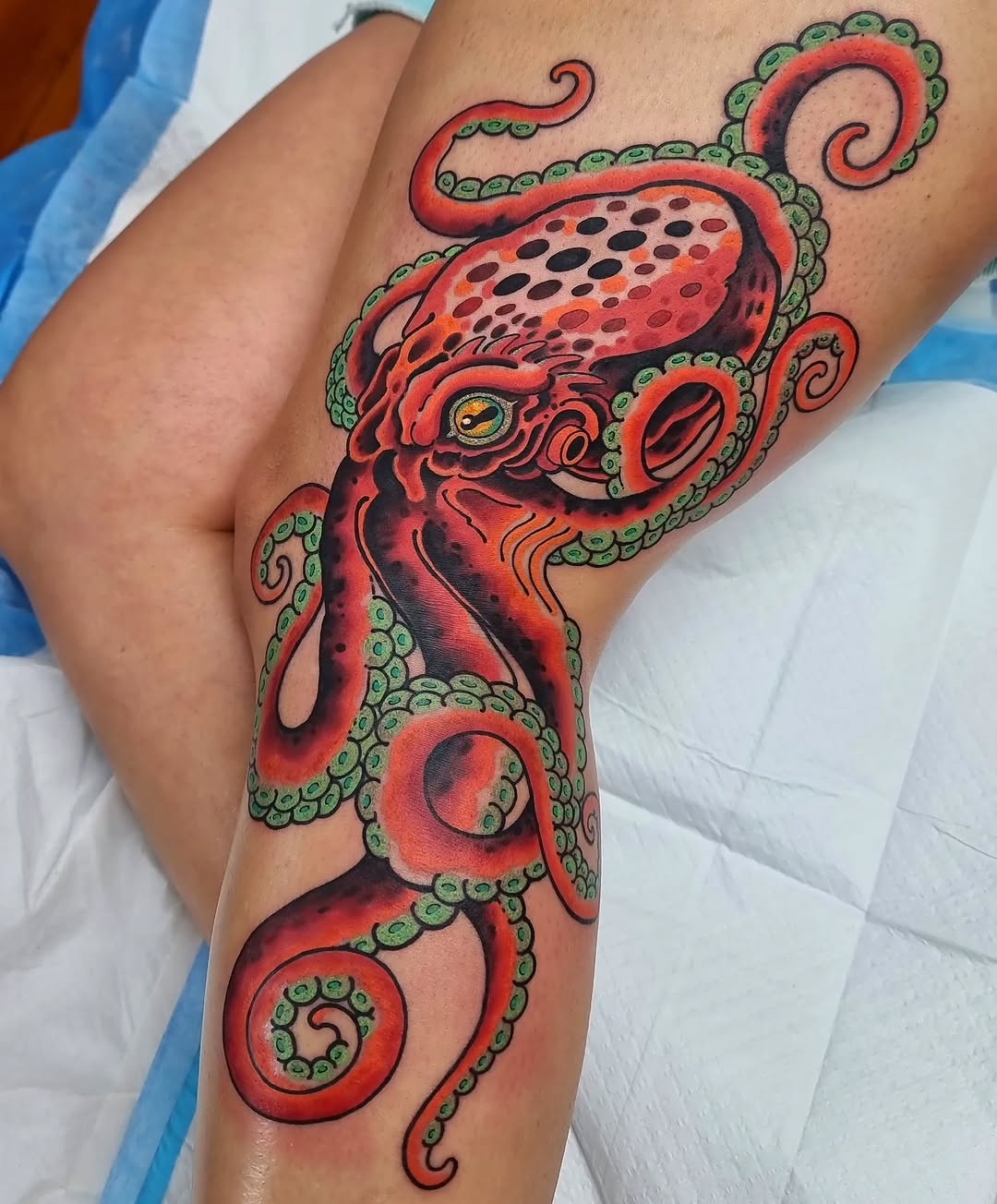 Vibrant octopus tattoo showcasing artistic details