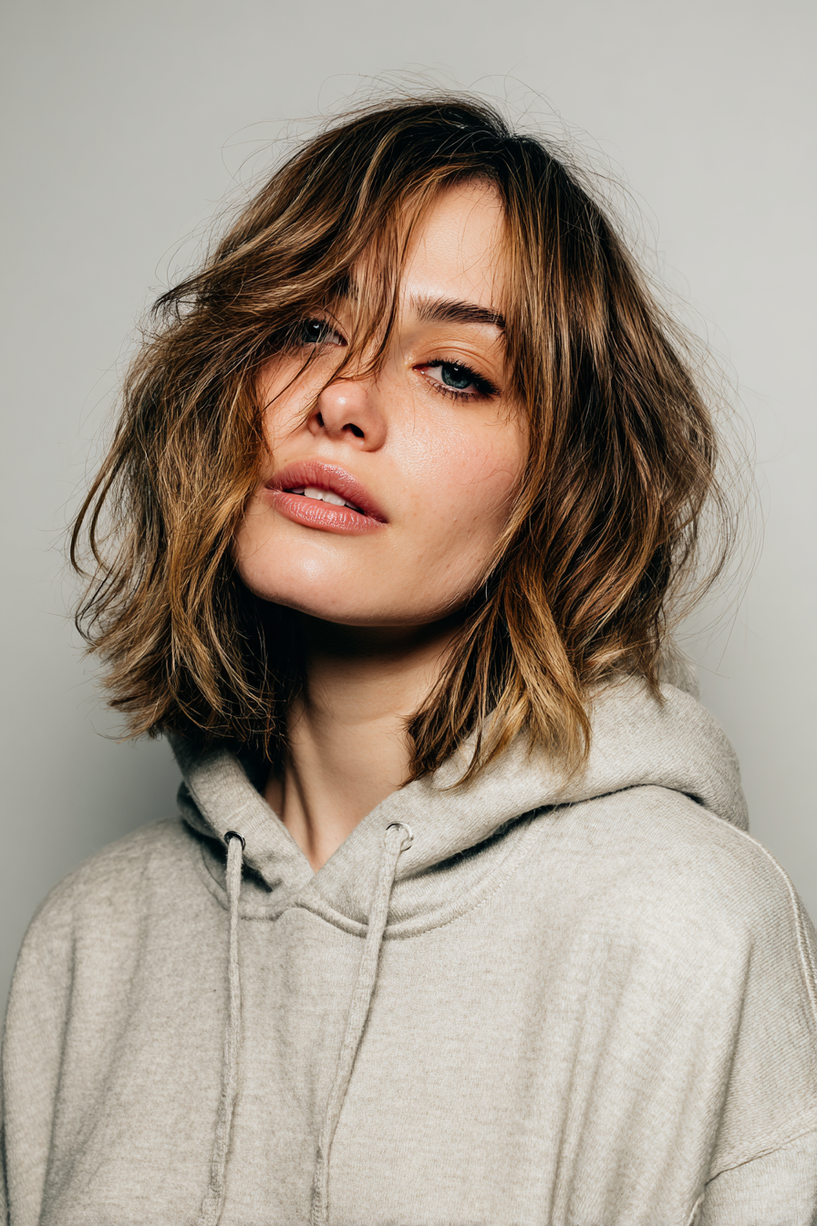1. Layered Bob with Honey Highlights (Youthful Hairstyles) - Youthful Hairstyles