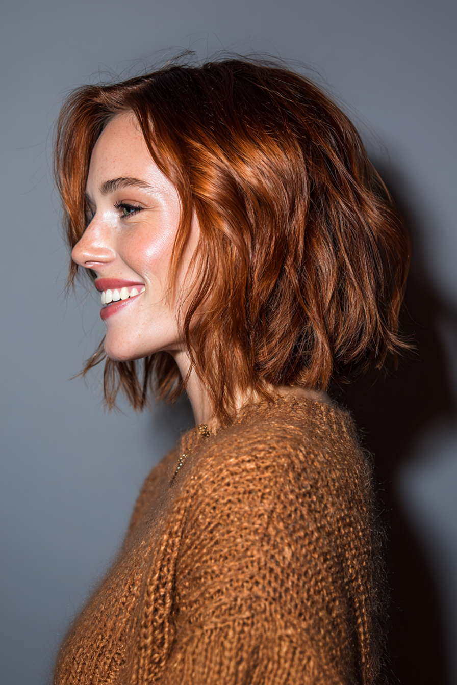 4. Shoulder-Length Lob with Copper Tones (Youthful Hairstyles) - Youthful Hairstyles