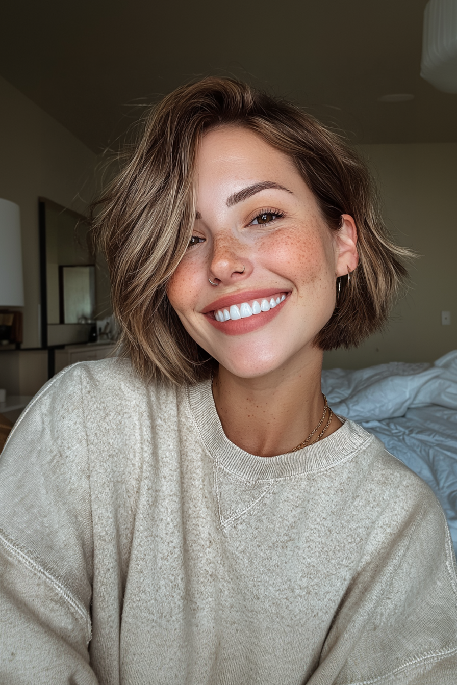 21. Short Bob with Balayage Highlights (Youthful Hairstyles) - Youthful Hairstyles