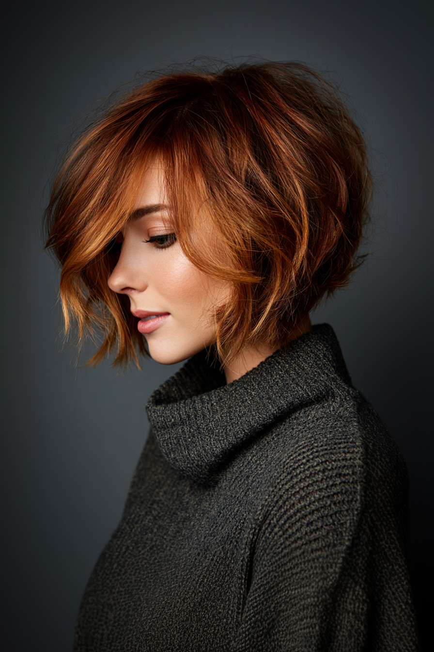 27. Bob with Face-Framing Copper Pieces (Youthful Hairstyles) - Youthful Hairstyles