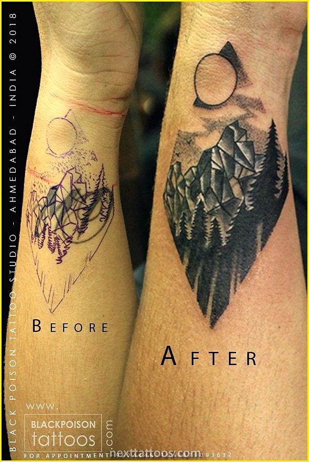Nature-inspired landscape tattoo cover up design