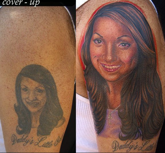 Realistic portrait tattoo cover up design