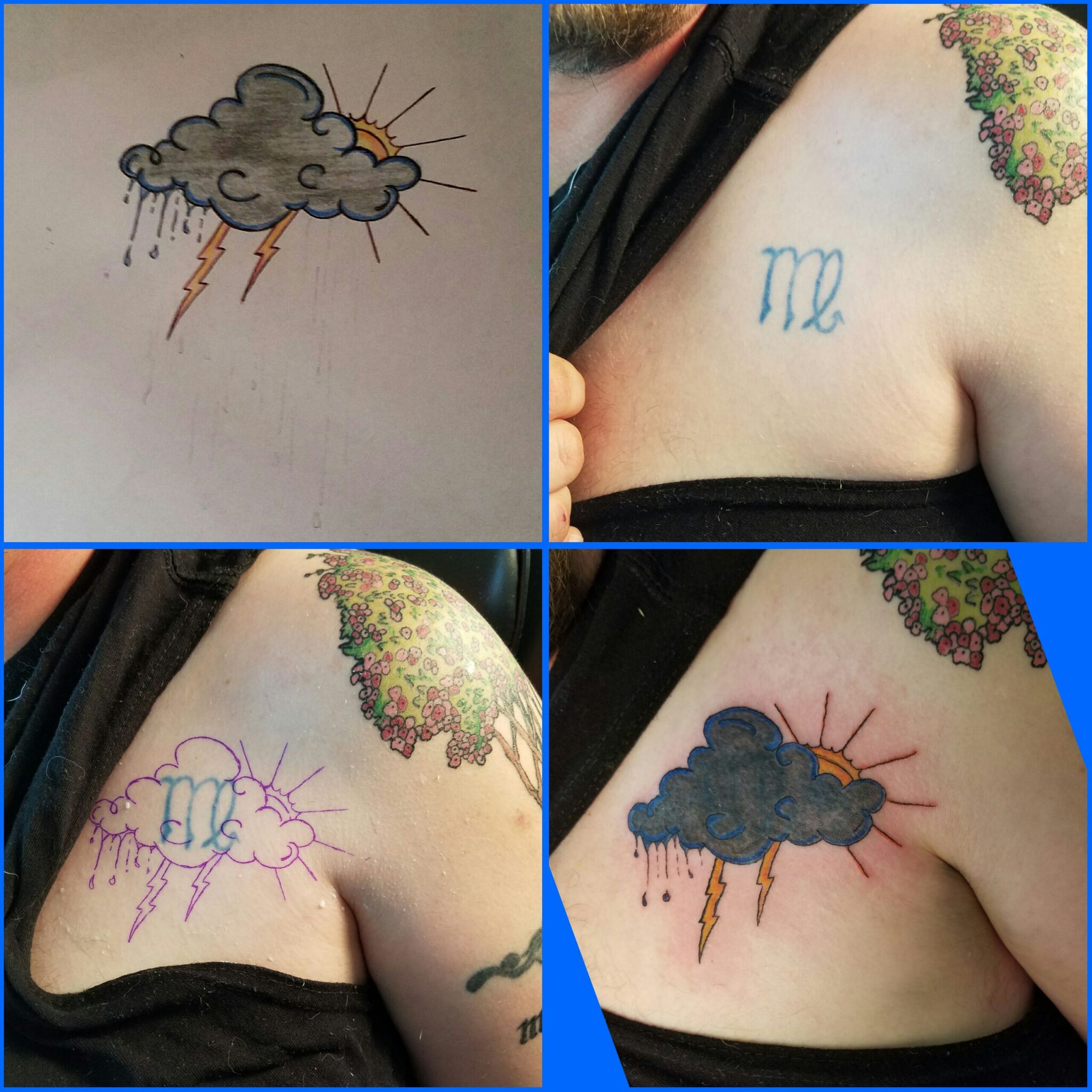 Wispy clouds as serene tattoo cover up design