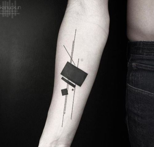Minimalist geometric shapes for modern tattoo cover up