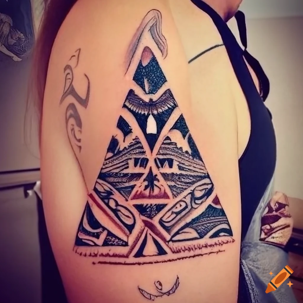 Native american and maori inspired tattoo design with mountains on ...