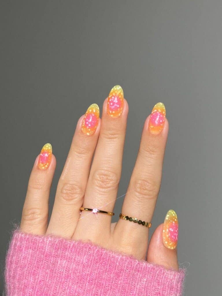 Vibrant Summer Aura Confetti Nails