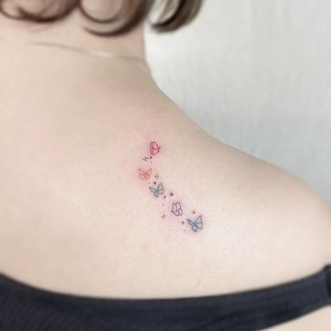 cluster of tiny butterflies