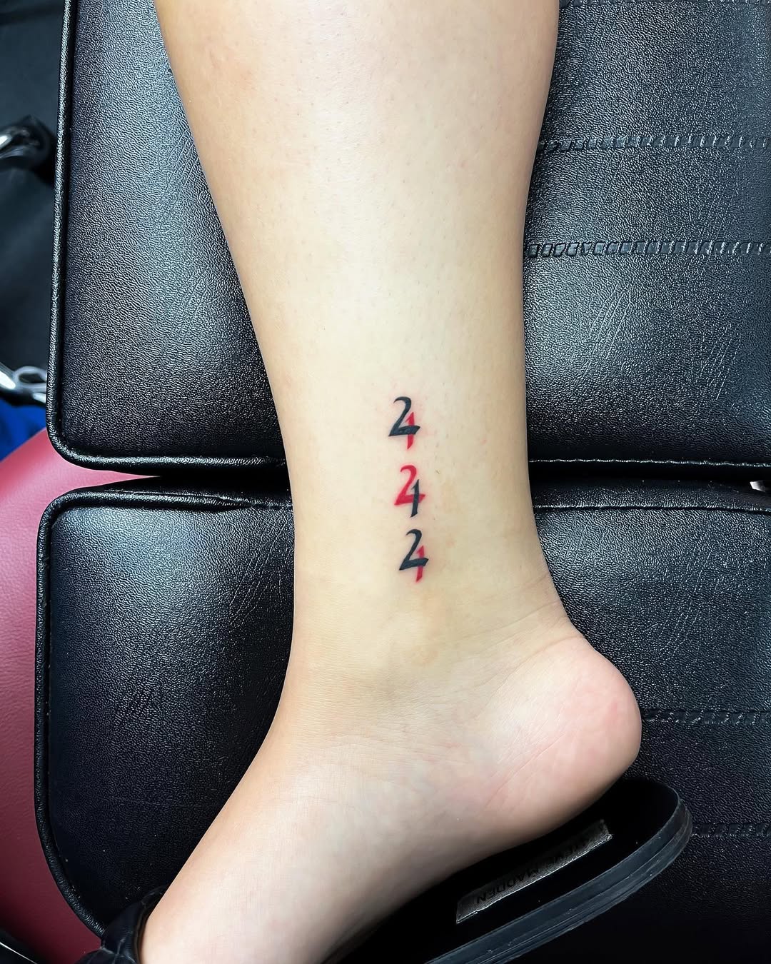 Minimalist 444 Tattoo on Ankle