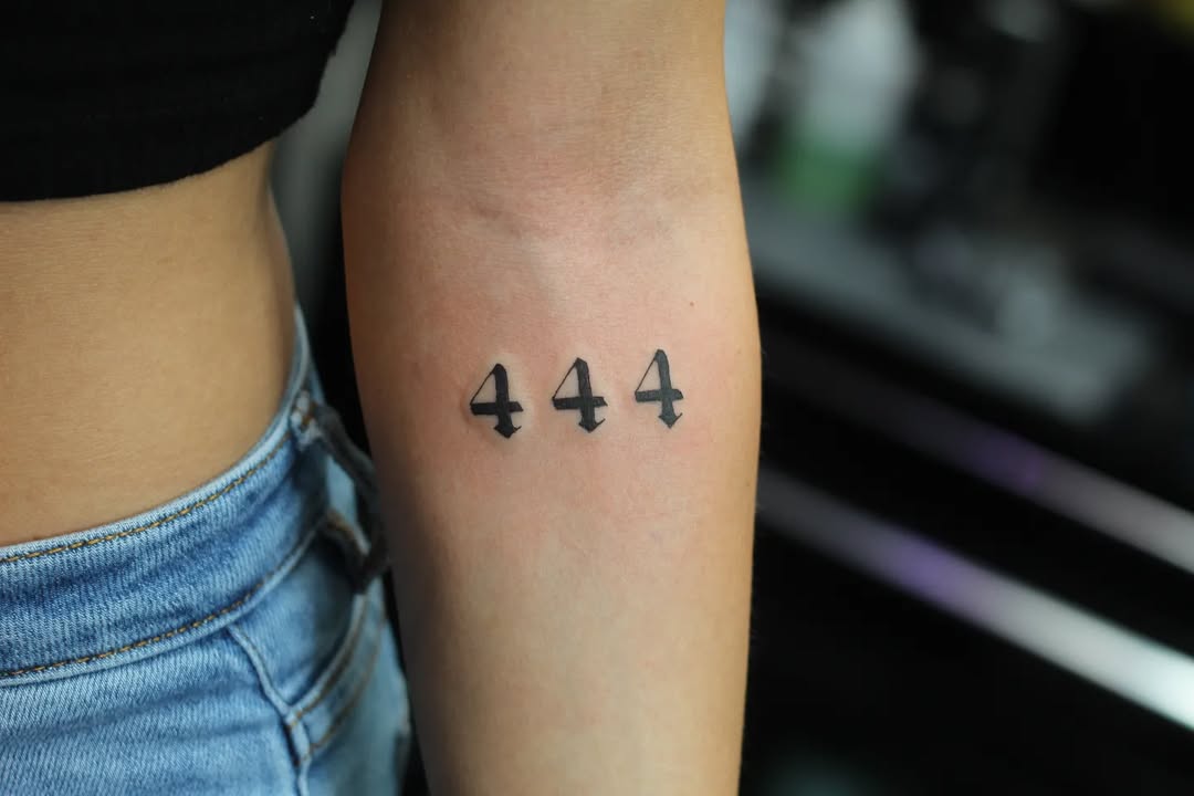 Minimalist 444 Tattoo on Forearm