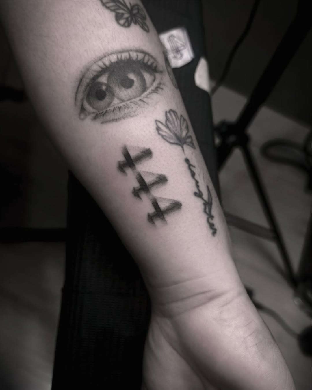 Intricate 444 Tattoo with Eye and Florals