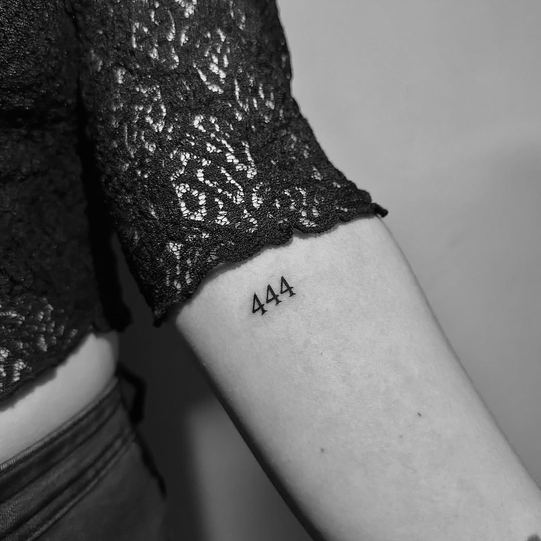 Minimalist 444 Tattoo with Elegant Lace