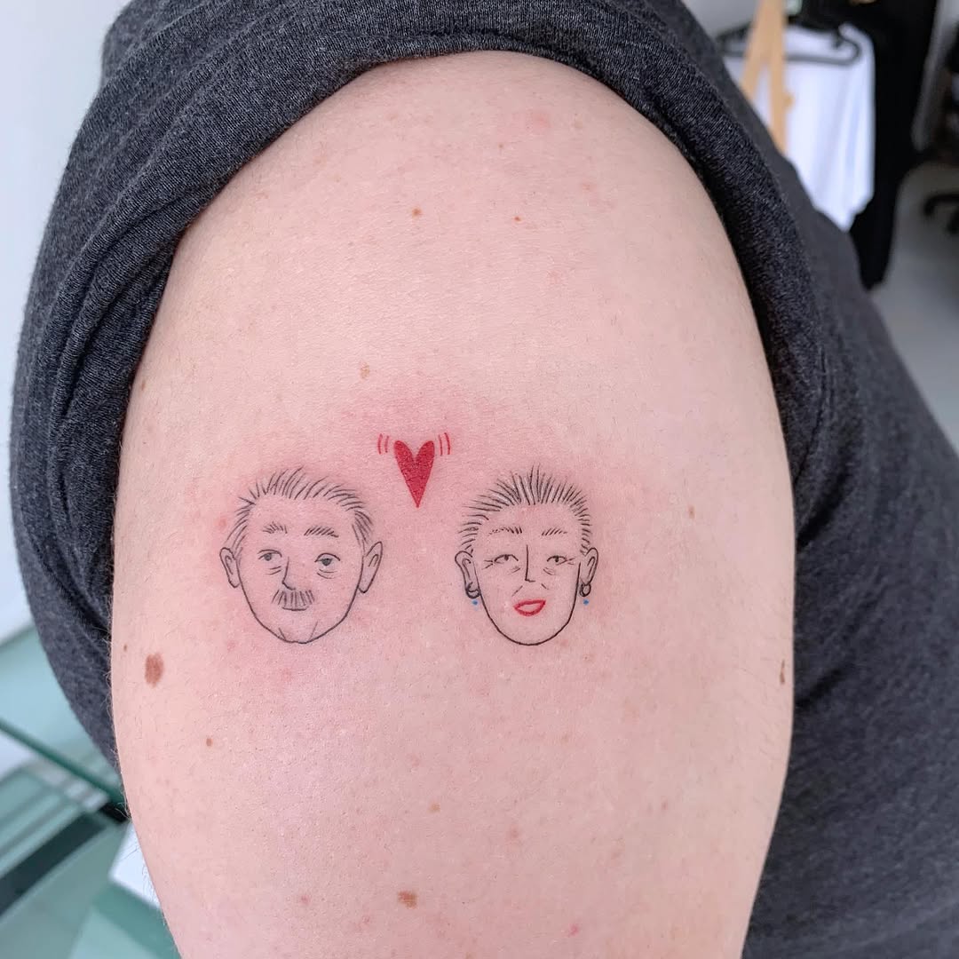 Adorable mom and dad tattoos with heart