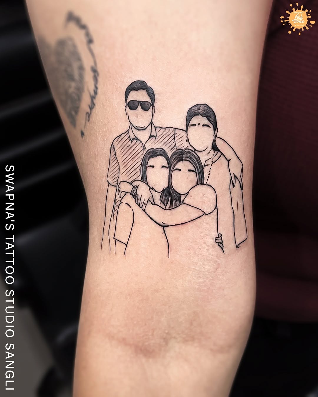 Emotional family portrait tattoo design concept
