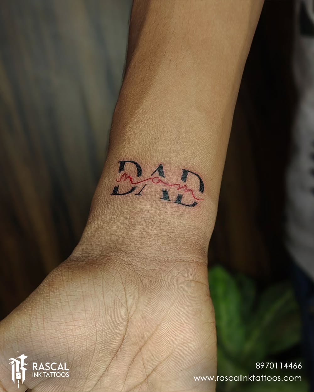 Infinity tattoo honoring parents with love