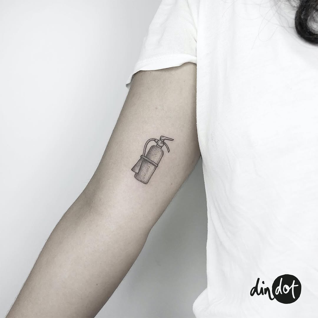 Unique Fire Extinguisher Tattoo Design