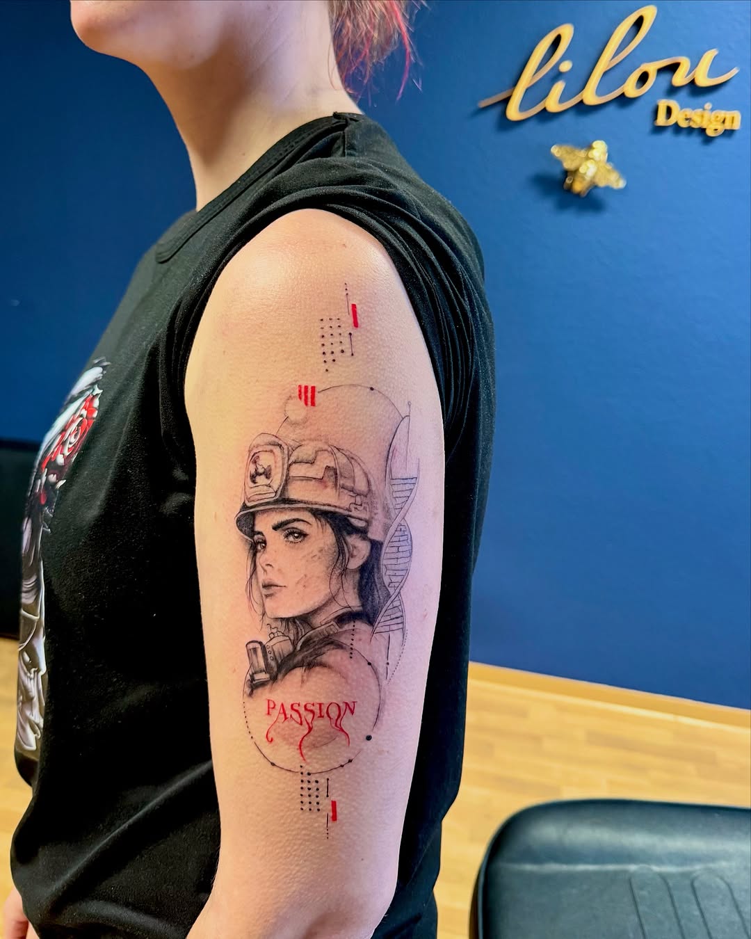 Bold firefighter tattoo showcasing passion and strength