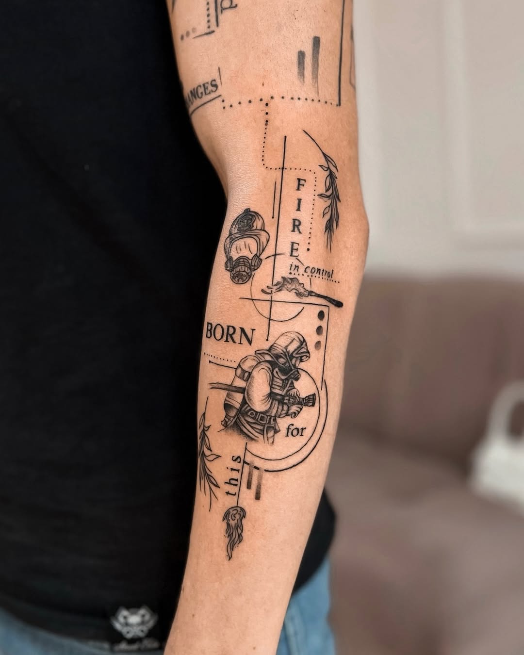 Symbolic firefighter tattoo with meaningful elements