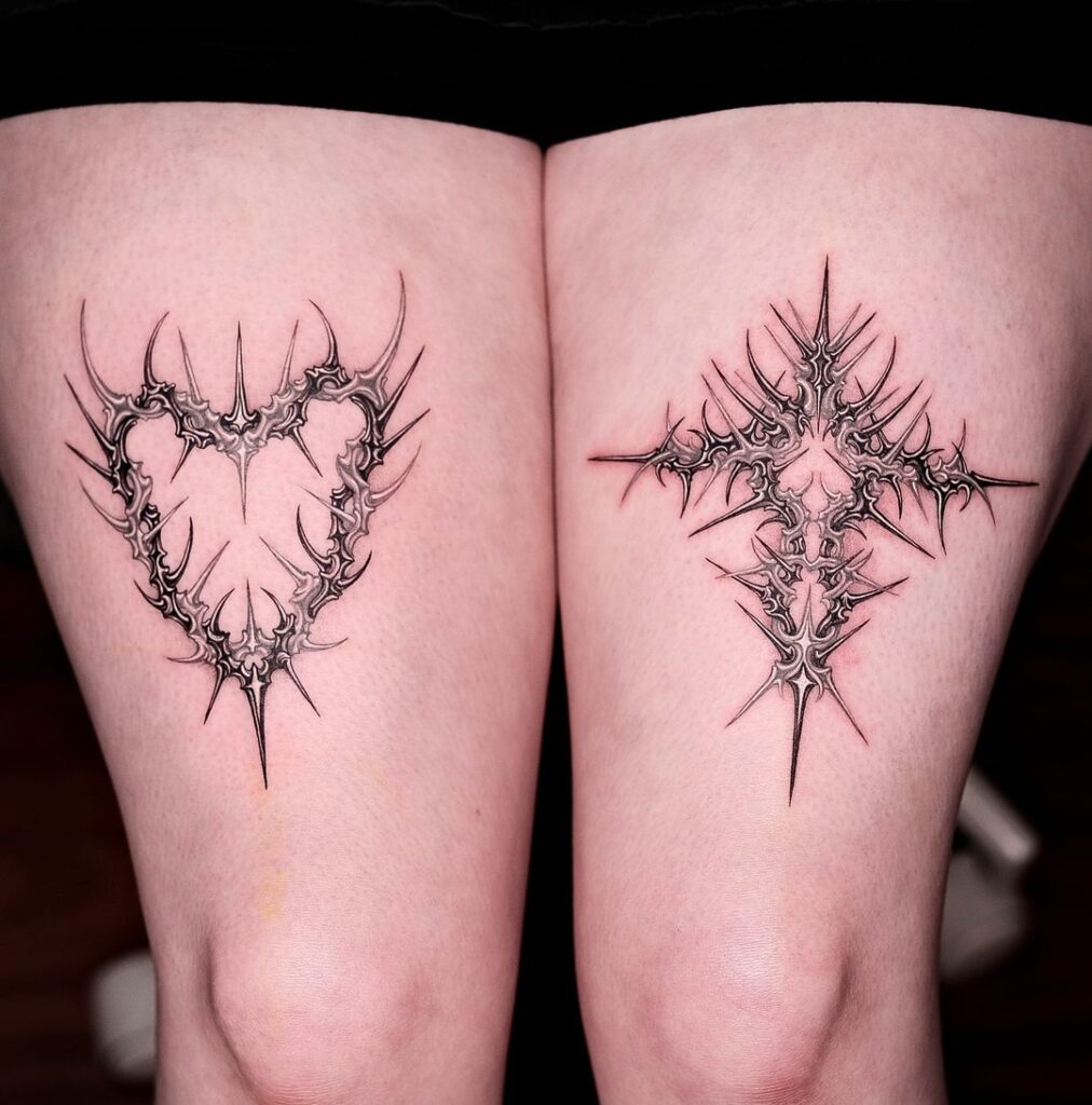 Cyber Sigilism Thigh Tattoo