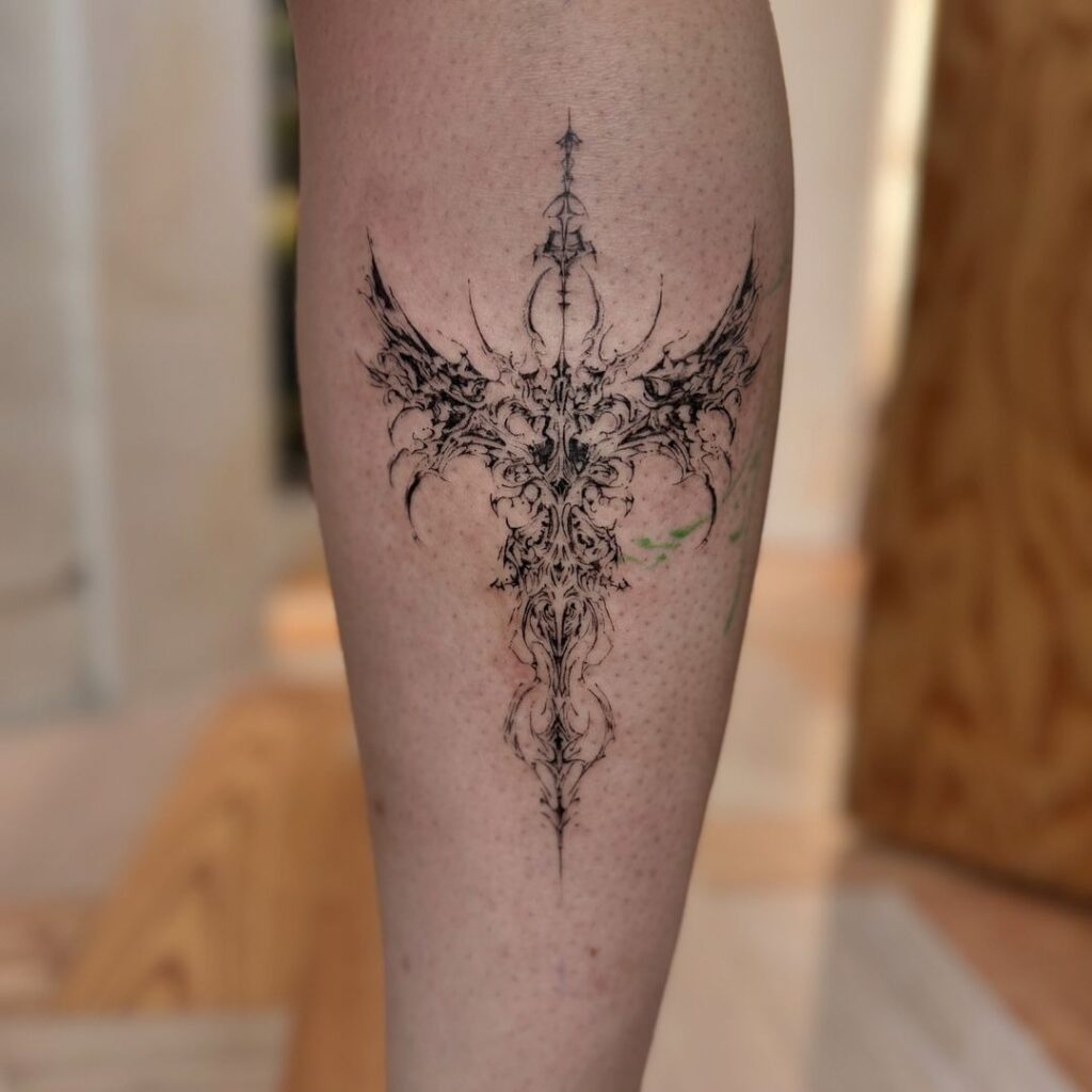 Cyber Sigilism Leg Tattoo