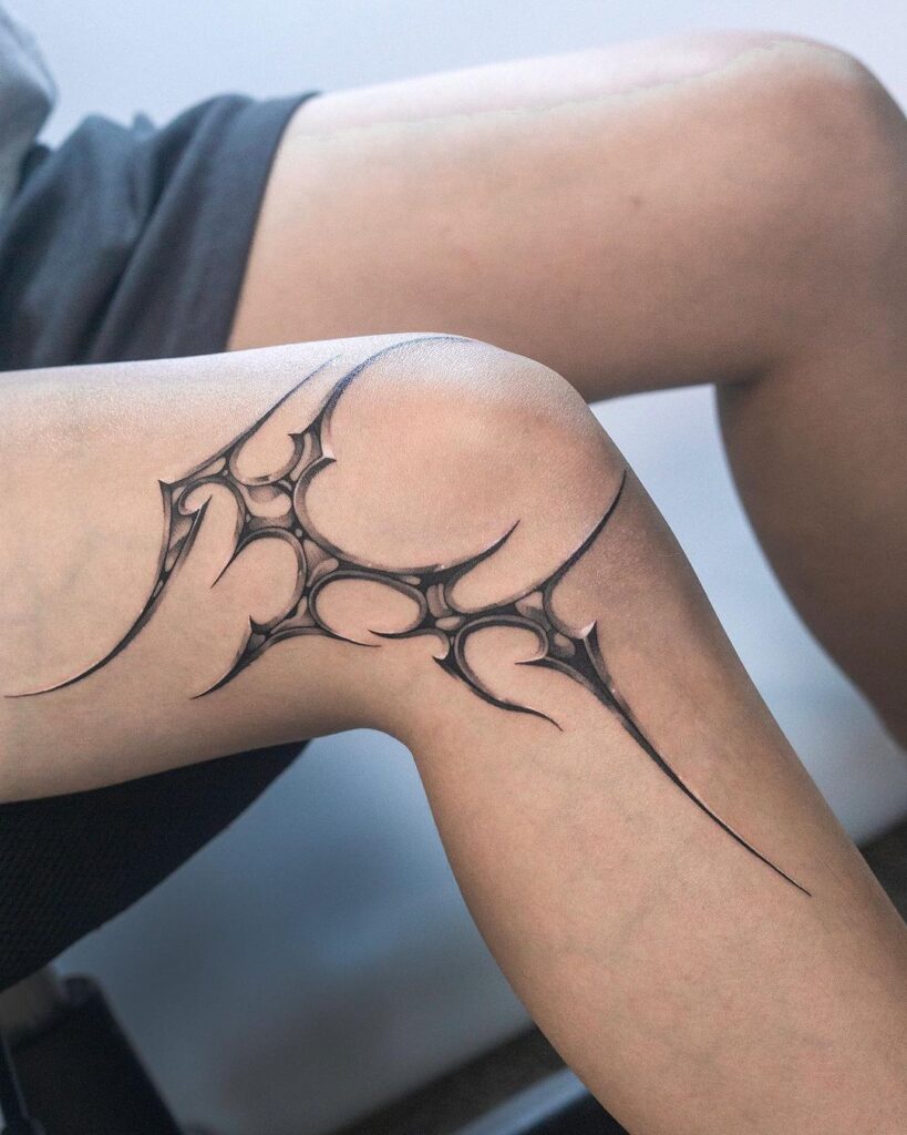 Cyber Sigilism Side Knee Tattoo