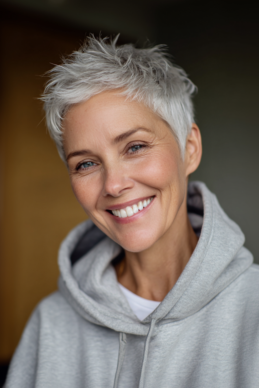 2. Soft Pixie with Silver Frost (Summer Hairstyles For Women Over 50) - Summer Hairstyles For Women Over 50