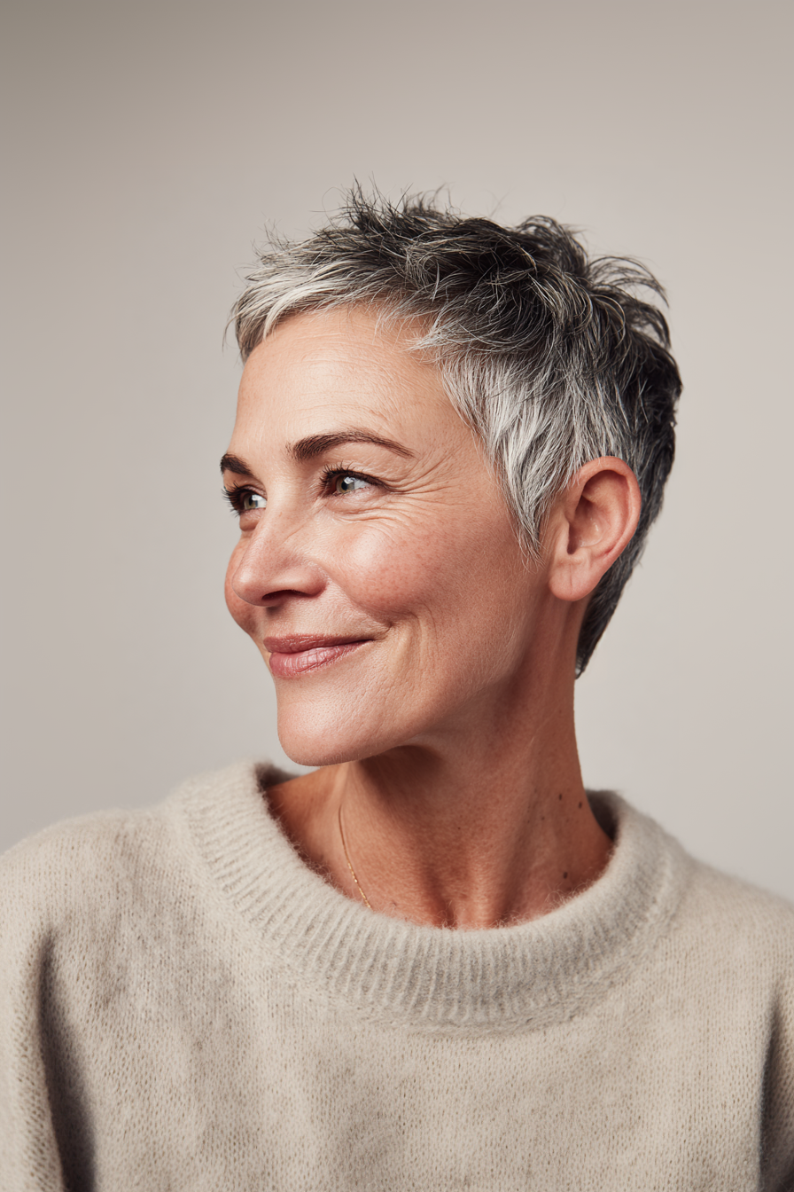 13. Tapered Cut with Ash Brown Base (Summer Hairstyles For Women Over 50) - Summer Hairstyles For Women Over 50
