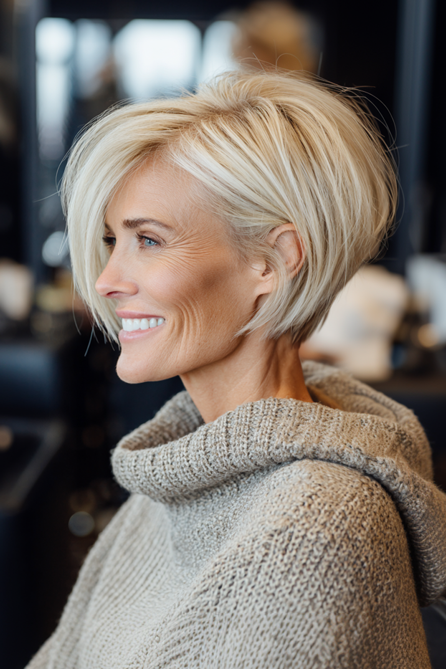 26. Sculpted Cut with Neutral Blonde Tones (Summer Hairstyles For Women Over 50) - Summer Hairstyles For Women Over 50