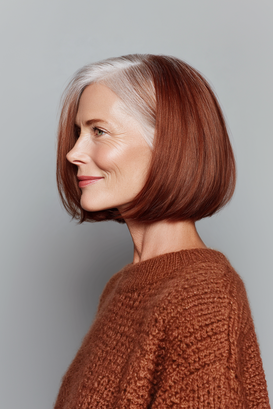12. Collarbone-Length Rosewood Lob (Long Bob Haircuts For Women Over 50) - Long Bob Haircuts For Women Over 50