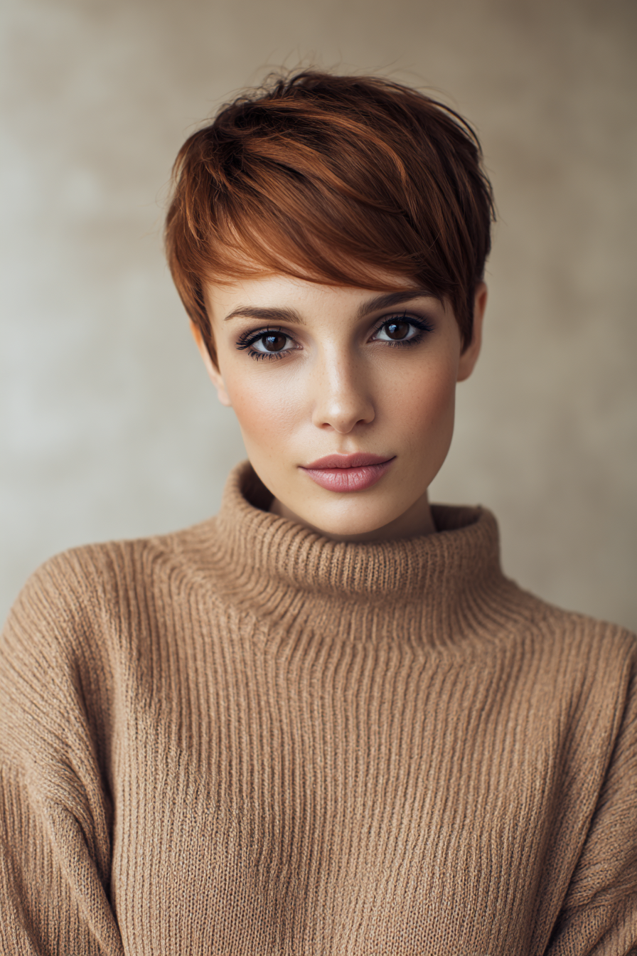 10. Classic Pixie in Warm Chestnut (Old Money Hairstyles) - Old Money Hairstyles