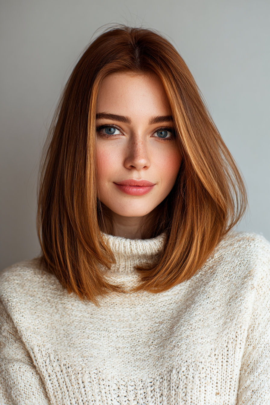12. Straight Mid-Length Cut in Golden Brown (Old Money Hairstyles) - Old Money Hairstyles