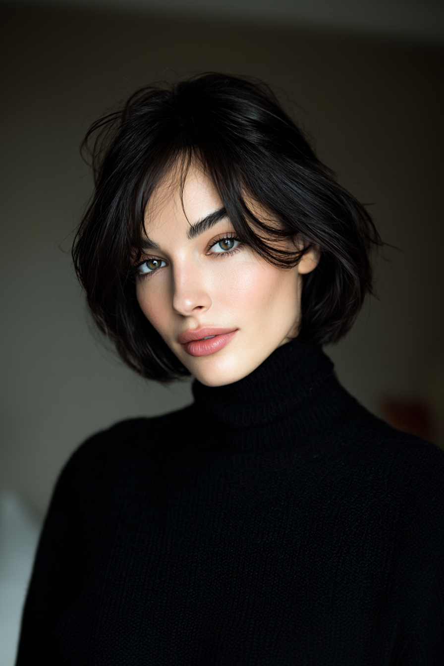 21. French Bob with Soft Black Gloss (Old Money Hairstyles) - Old Money Hairstyles