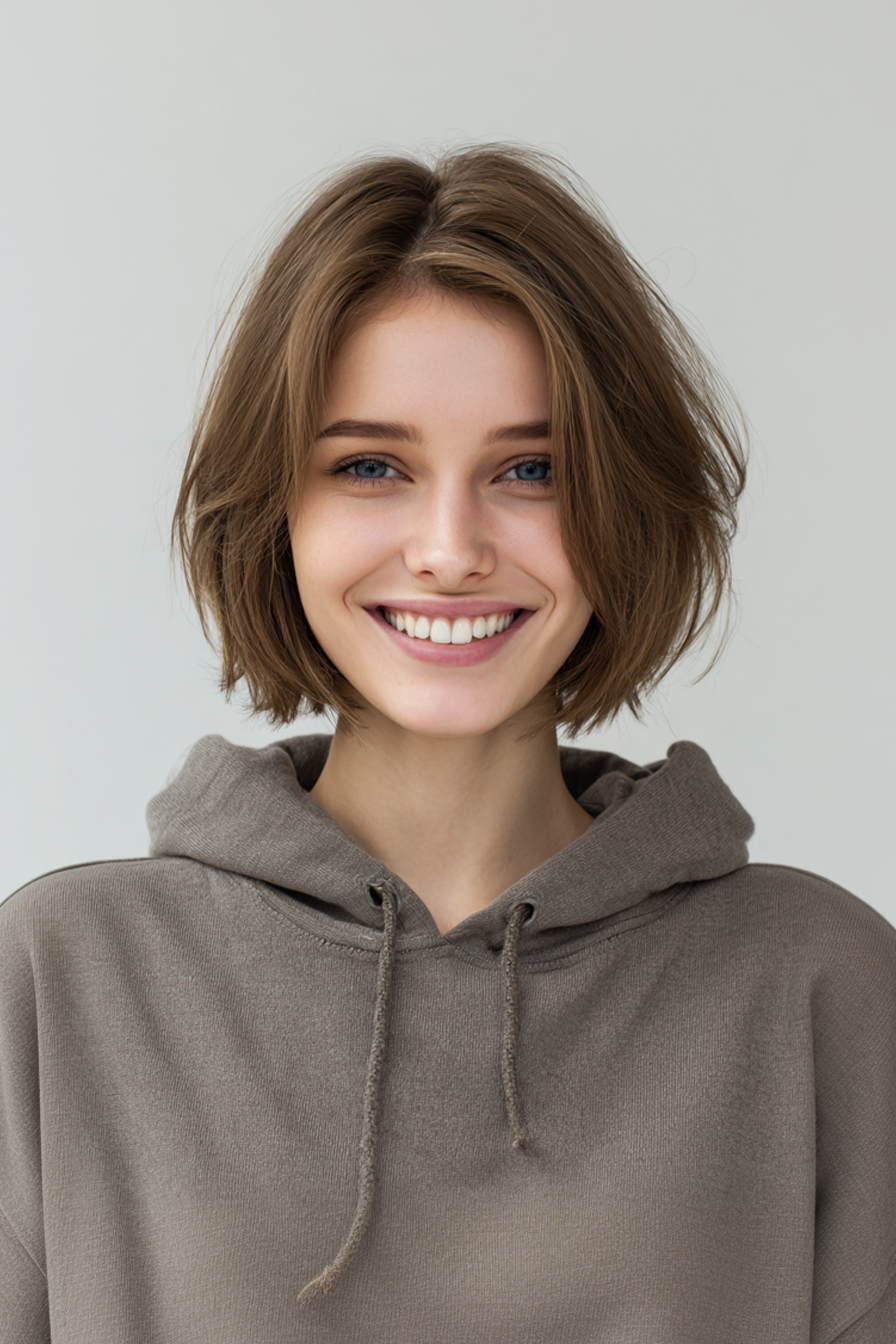 1. Textured Bob in Mushroom Brown (Simple Hairstyles) - Simple Hairstyles