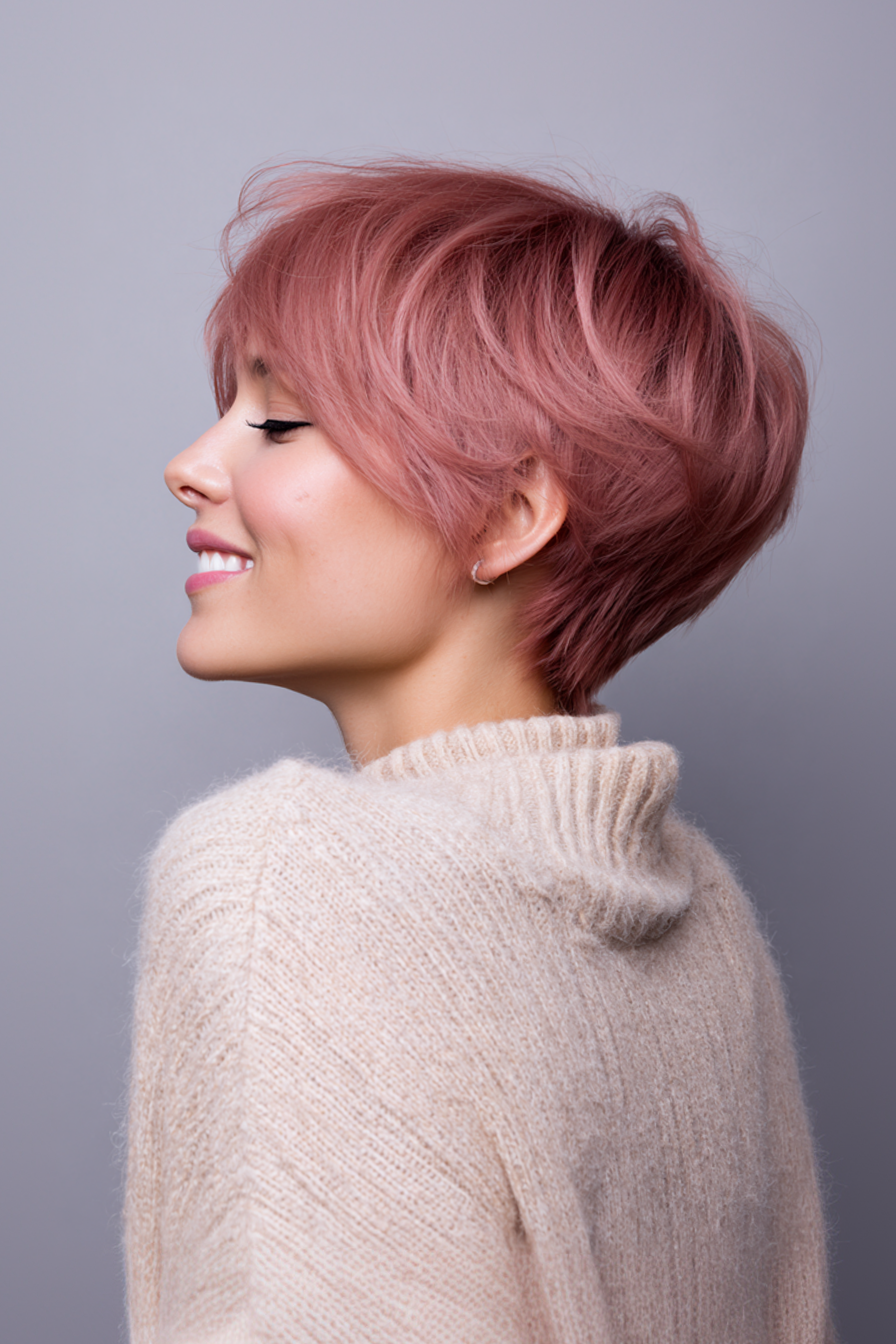 25. Ear-Length Crop in Dusty Rose (Simple Hairstyles) - Simple Hairstyles