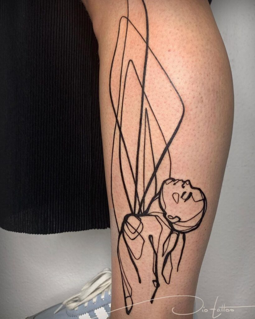 heart opening spiritual leg tattoo