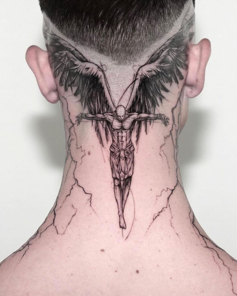 angel neck tattoo