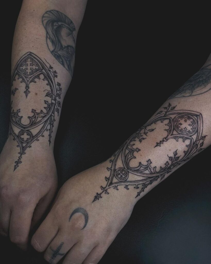 Gothic Architectural Armour Tattoo 