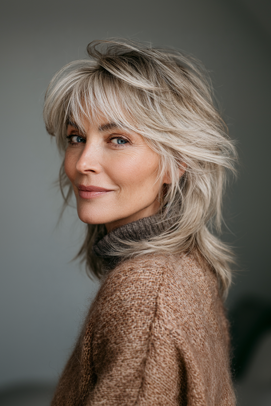 12. Modern Mullet in Ash Blonde (Sassy Hairstyles For Women Over 40) - Sassy Hairstyles For Women Over 40