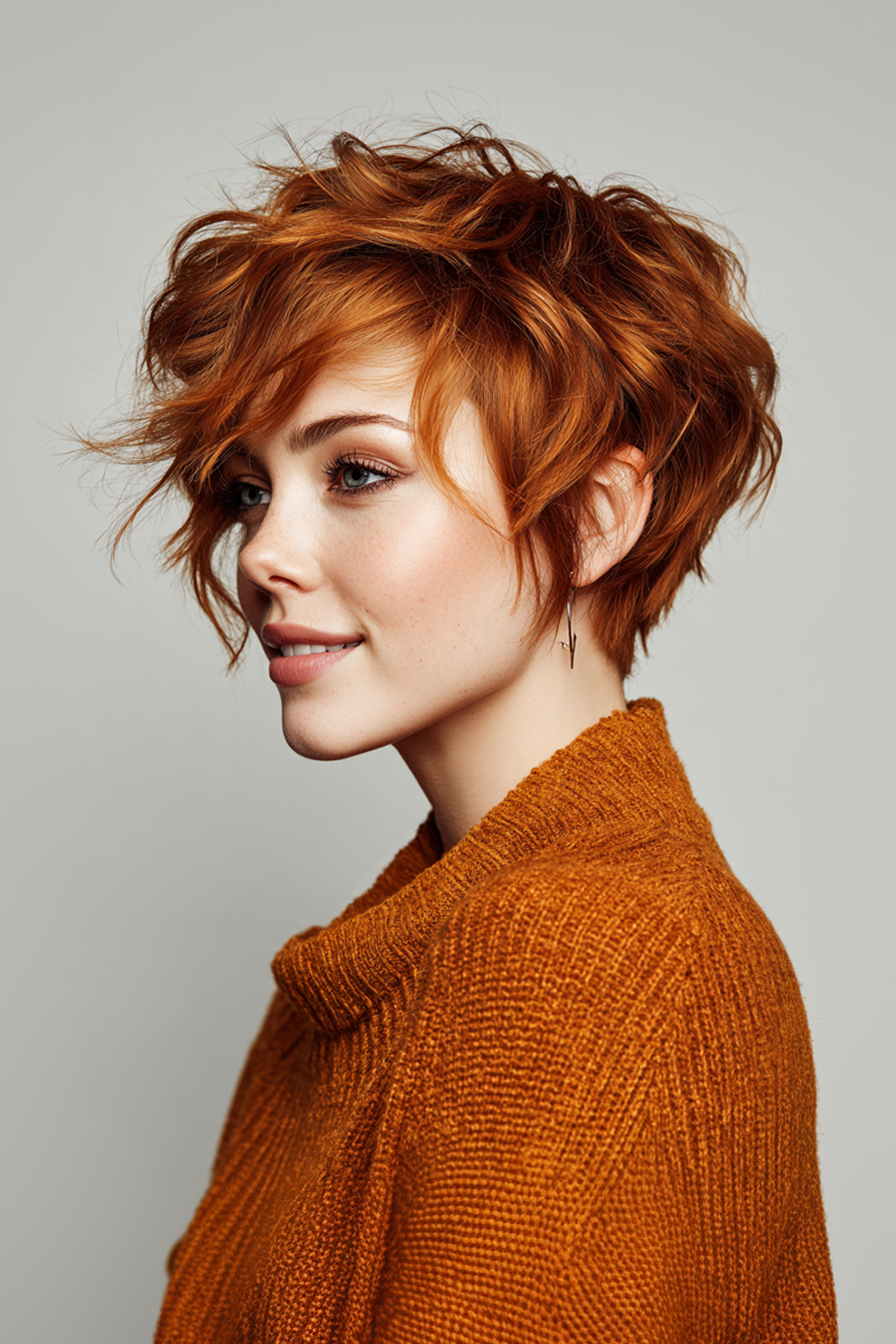 13. Tousled Pixie in Copper Red (Sassy Hairstyles For Women Over 40) - Sassy Hairstyles For Women Over 40