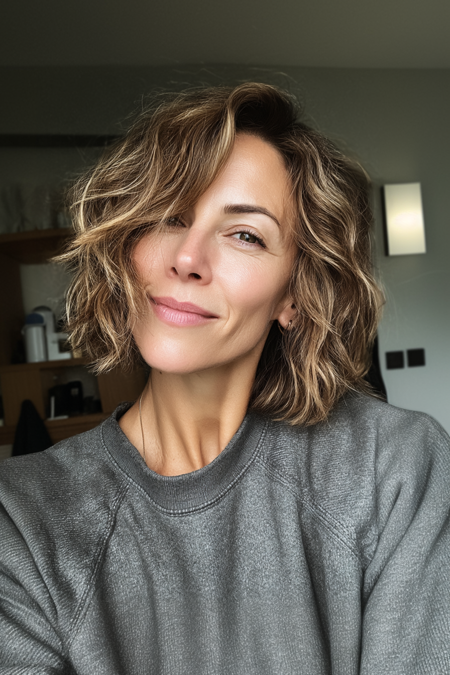18. Textured Bob in Bronde (Sassy Hairstyles For Women Over 40) - Sassy Hairstyles For Women Over 40
