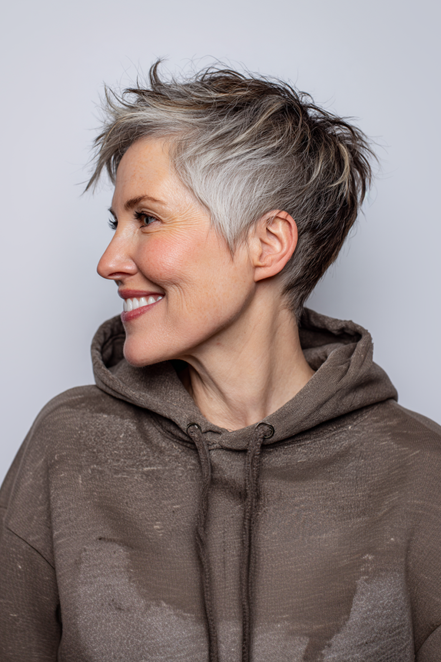 21. Razored Cut in Ash Brown (Sassy Hairstyles For Women Over 40) - Sassy Hairstyles For Women Over 40