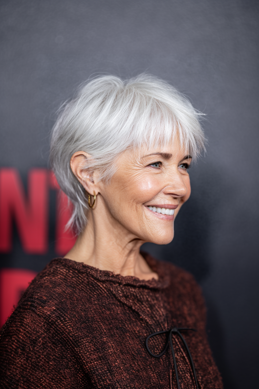2. Feathered Silver Crop (Very Short Hairstyles For Women Over 50) - Very Short Hairstyles For Women Over 50