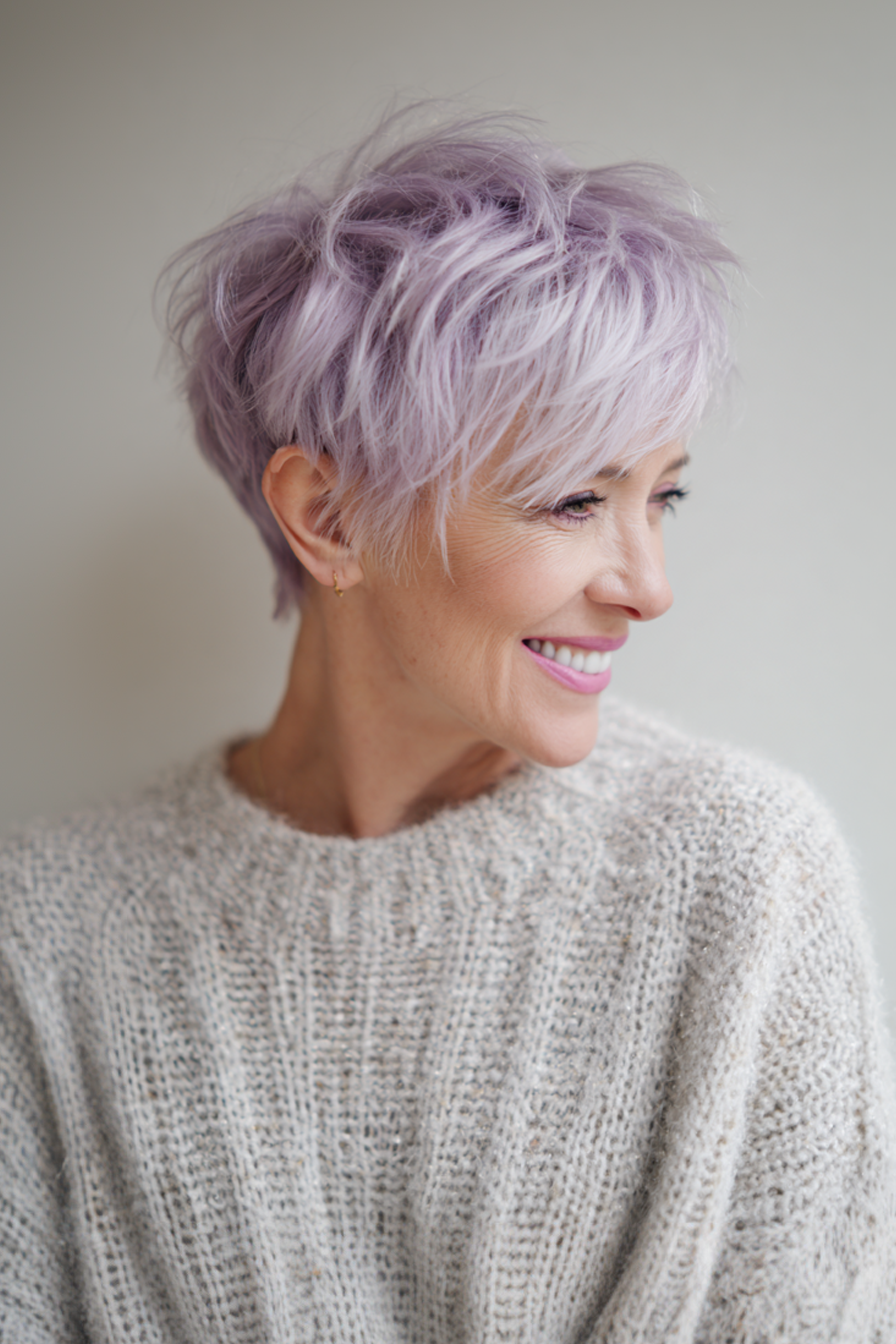 8. Soft Lavender Crop Cut (Very Short Hairstyles For Women Over 50) - Very Short Hairstyles For Women Over 50