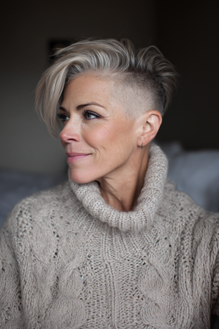 10. Ash Blonde Edgy Undercut (Very Short Hairstyles For Women Over 50) - Very Short Hairstyles For Women Over 50