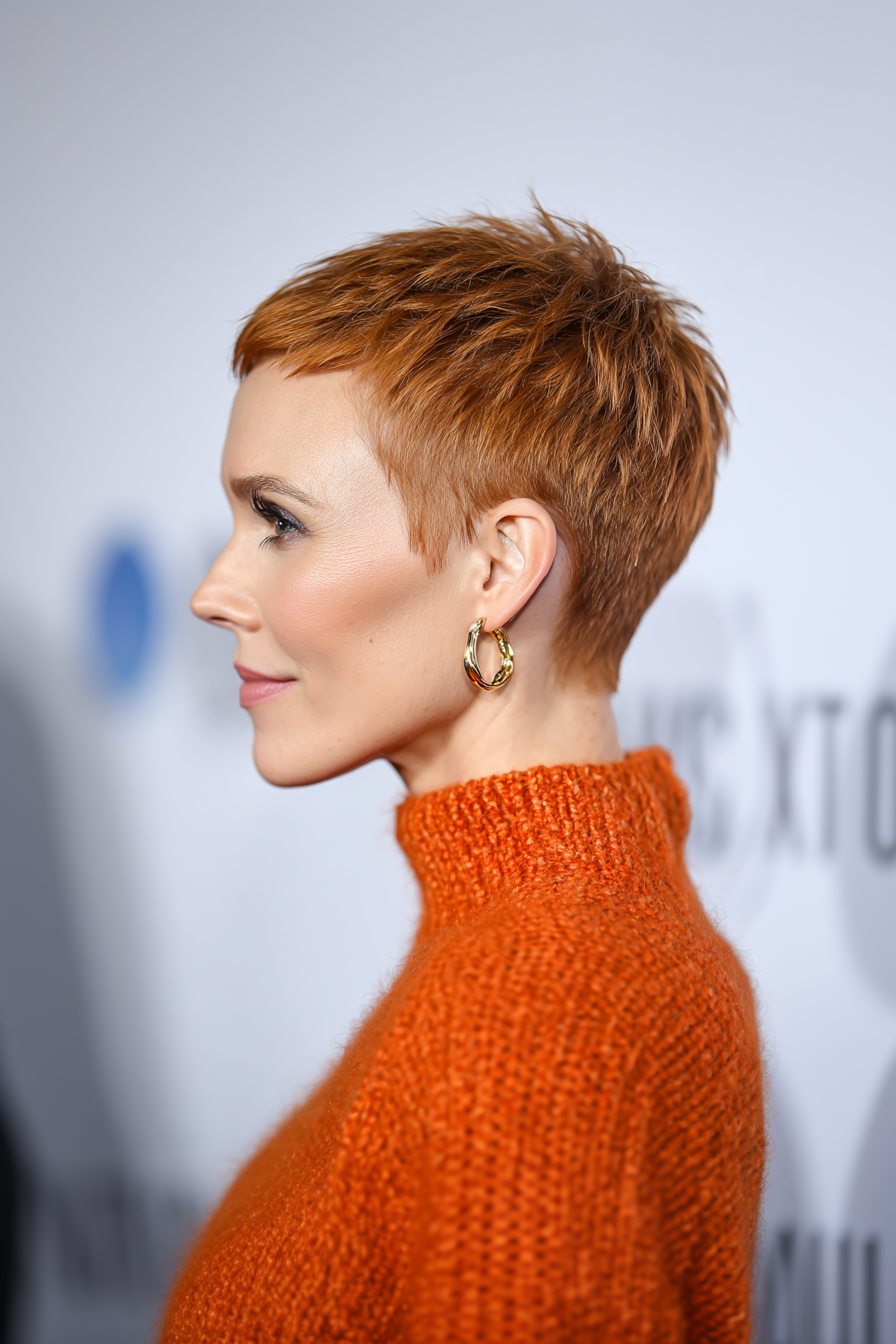 11. Textured Auburn Buzz (Very Short Hairstyles For Women Over 50) - Very Short Hairstyles For Women Over 50